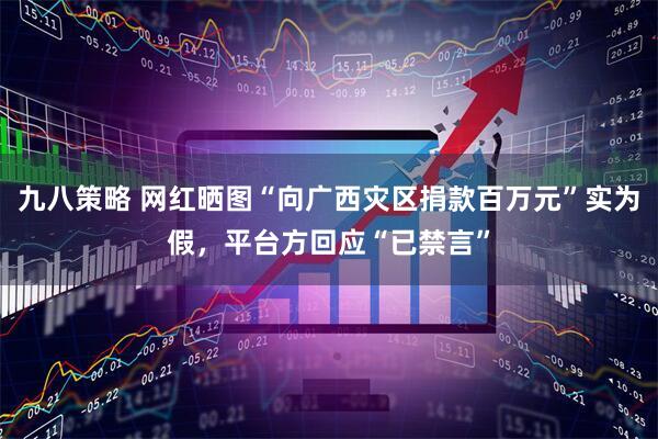 九八策略 网红晒图“向广西灾区捐款百万元”实为假，平台方回应“已禁言”